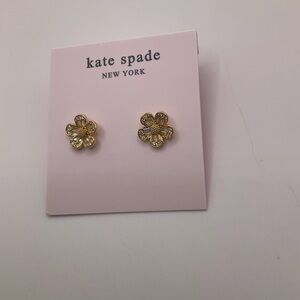 New Kate Spade Gold Clear Fleurette Stud Earrings